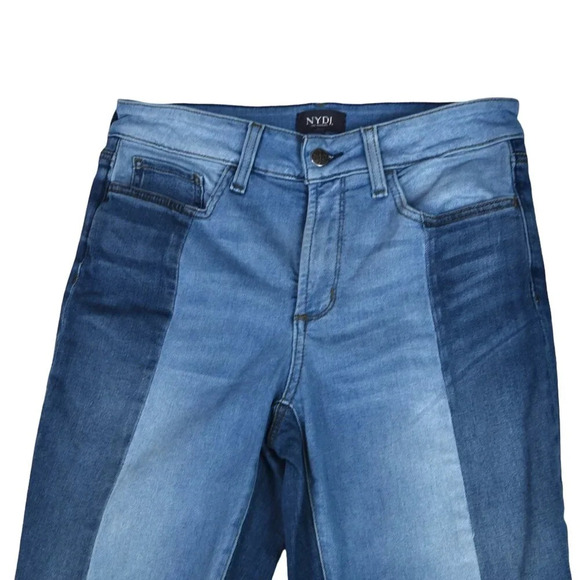 NYDJ Sheri Slim Jeans Patchwork Two Toned Mixed Textile Size 6 Coastal Preppy - Picture 9 of 10